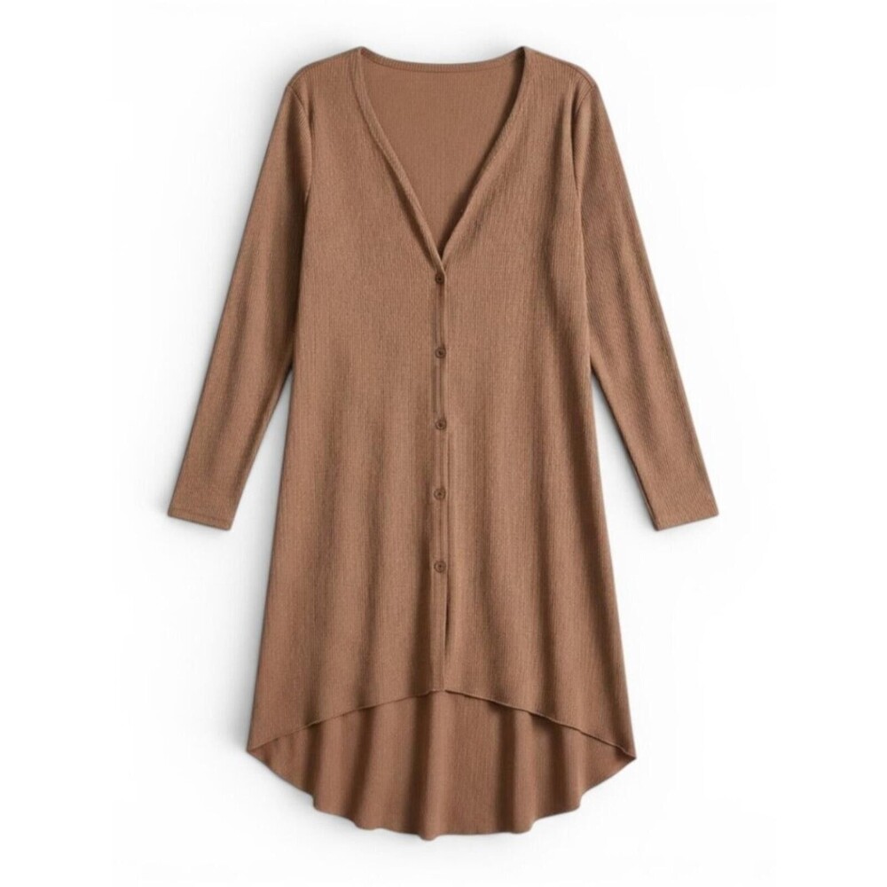 Cupshe Brown Button-Front High-Low Tunic XL